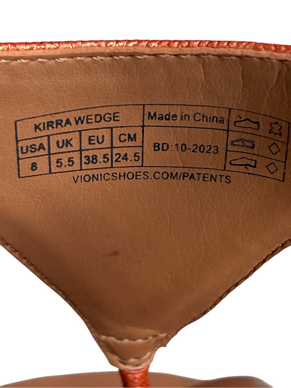 Vionic Kirra Wedge Sandals Copper Metallic Thong Espadrille 8 - Picture 11 of 12